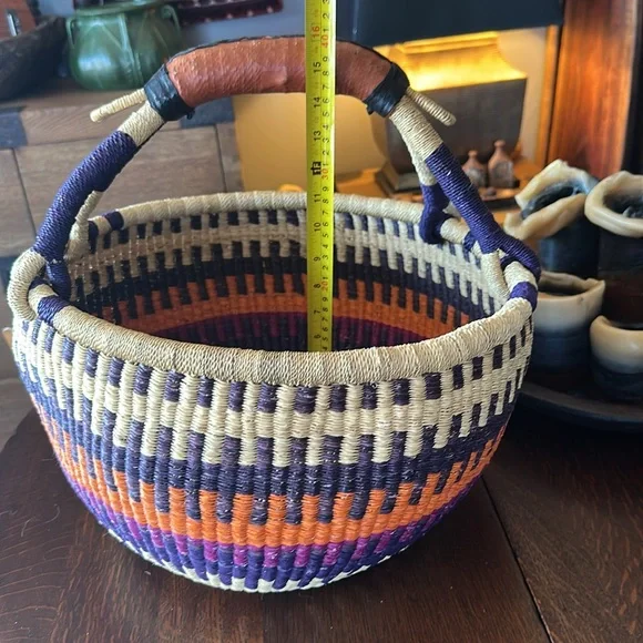 African Bolga basket. Ethnic, tribal, eclectic, unique, hippie, boho home vibes - Picture 14 of 16